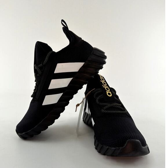 Adidas Kids Unisex Black Gold Metallic Cloud White Kaptir Flow Shoes Size 5.5 - Picture 11 of 13